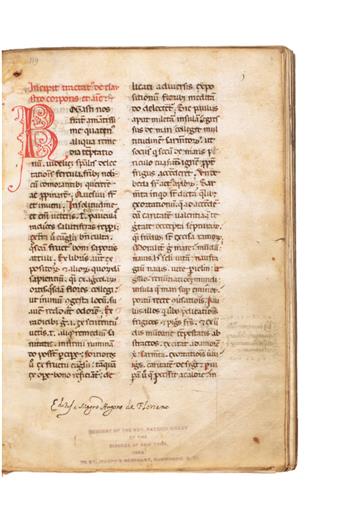 MANUSCRIPT.  HUGO DE FOLIETO [i. e., HUGUES DE FOUILLOY]. De claustro animae.  Manuscript in Latin on vellum.  Italy, 14th century